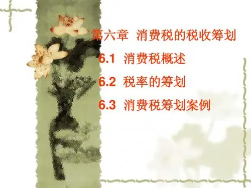 纳税统筹课件-济大第六章 消费税筹划