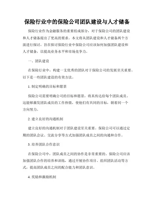 保险行业中的保险公司团队建设与人才储备