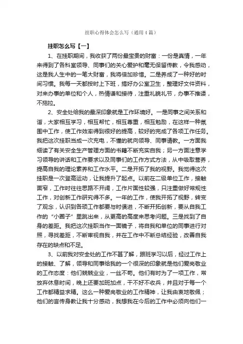 挂职心得体会怎么写（通用4篇）