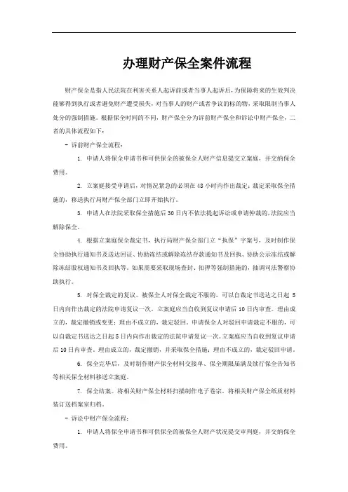 办理财产保全案件流程