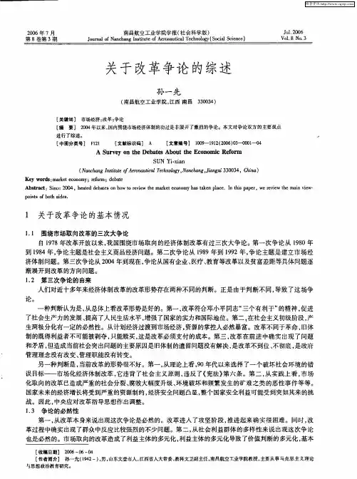 关于改革争论的综述