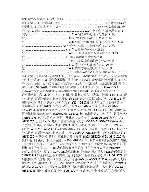 常用材料标注方法（材料标注国标）