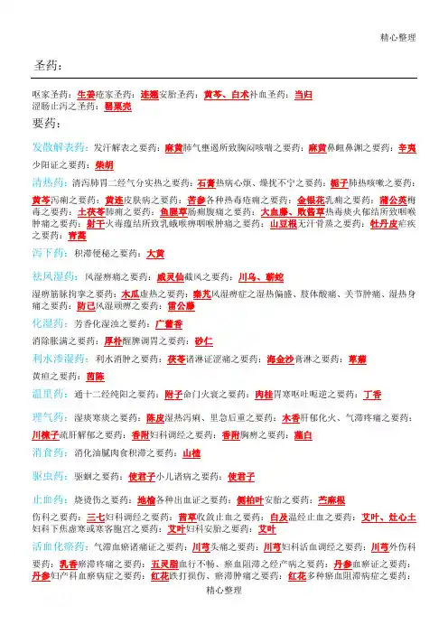 圣药、要药、常用药、良药
