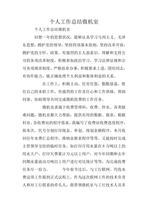 个人工作总结微机室