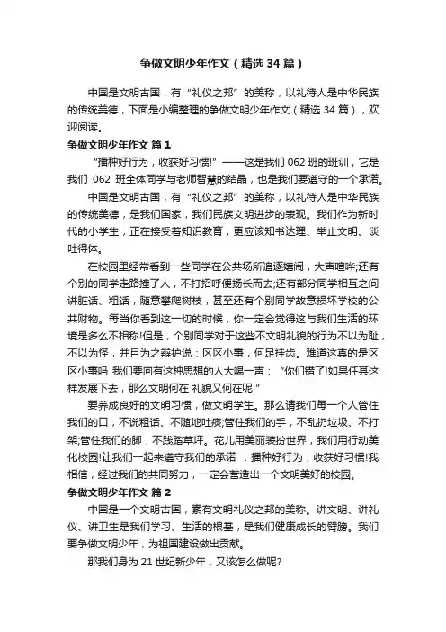争做文明少年作文（精选34篇）