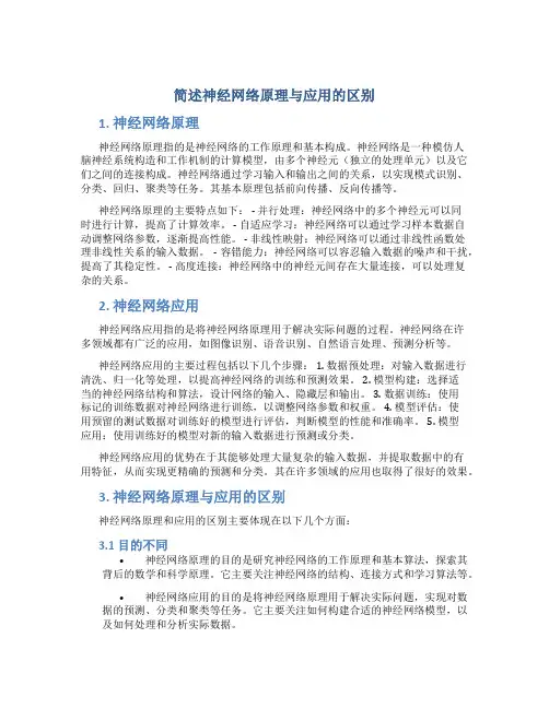 简述神经网络原理与应用的区别