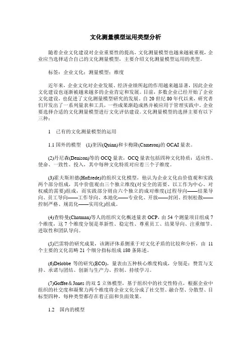 文化测量模型运用类型分析