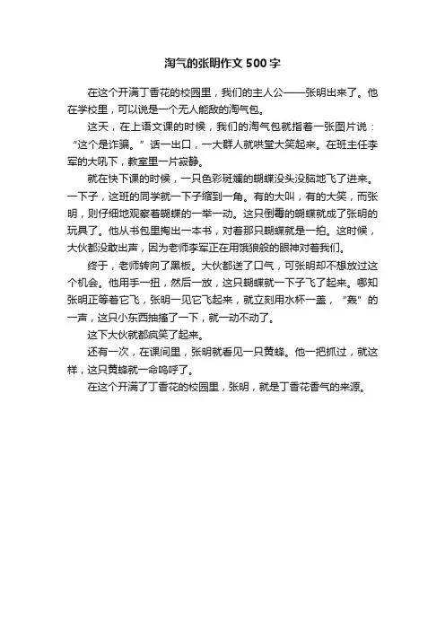 淘气的张明作文500字