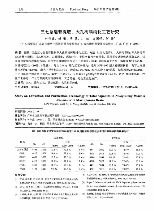 三七总皂苷提取、大孔树脂纯化工艺研究