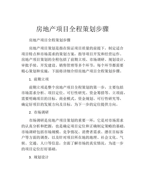房地产项目全程策划步骤