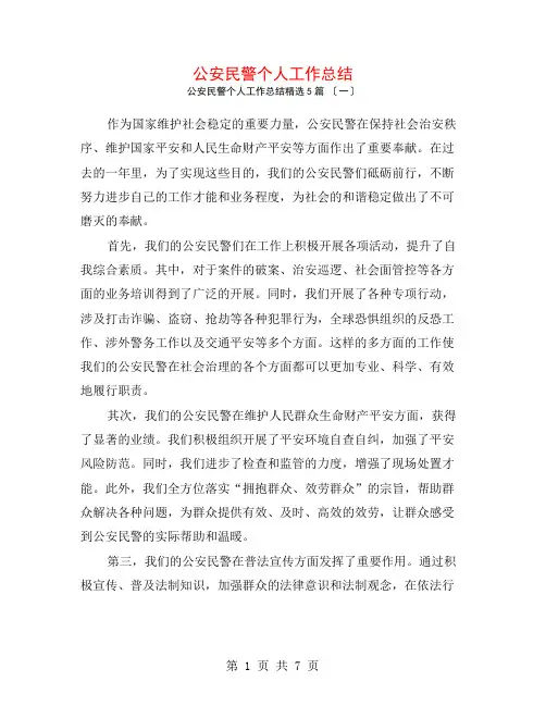 公安民警个人工作总结5篇