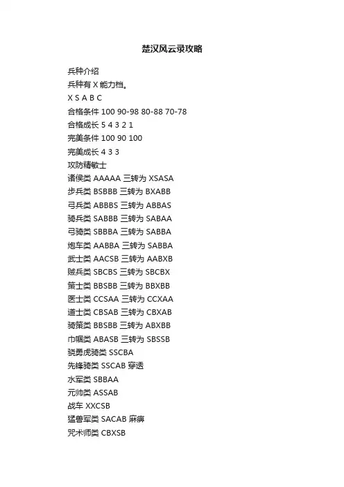楚汉风云录攻略