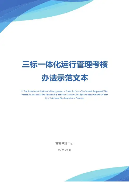 三标一体化运行管理考核办法示范文本