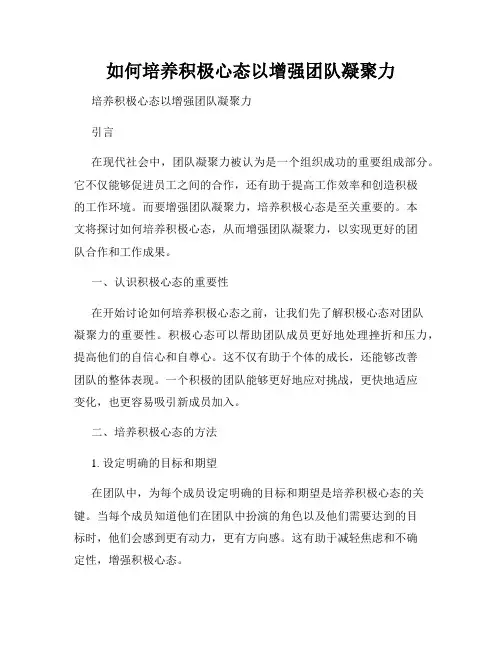 如何培养积极心态以增强团队凝聚力