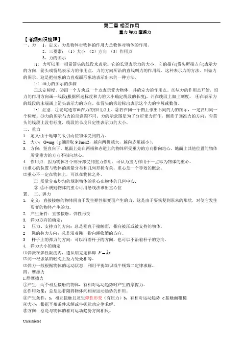 (完整版)重力-弹力-摩擦力(必修1)知识点,推荐文档