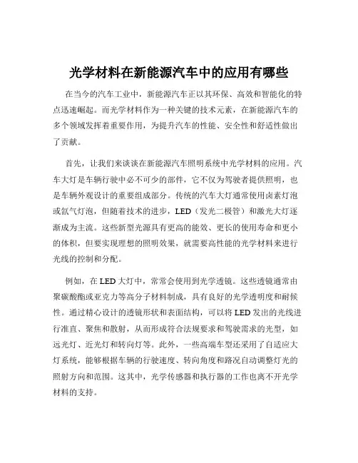 光学材料在新能源汽车中的应用有哪些