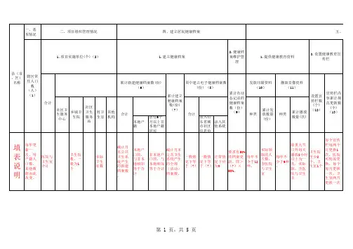 公共卫生月报表填报说明--各项目细节版