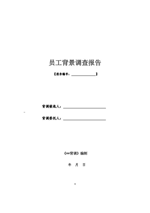 背调公司背景调查报告(样表)