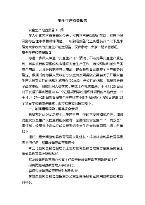 安全生产检查报告