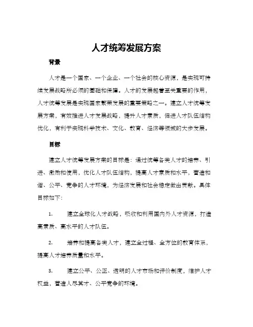 人才统筹发展方案