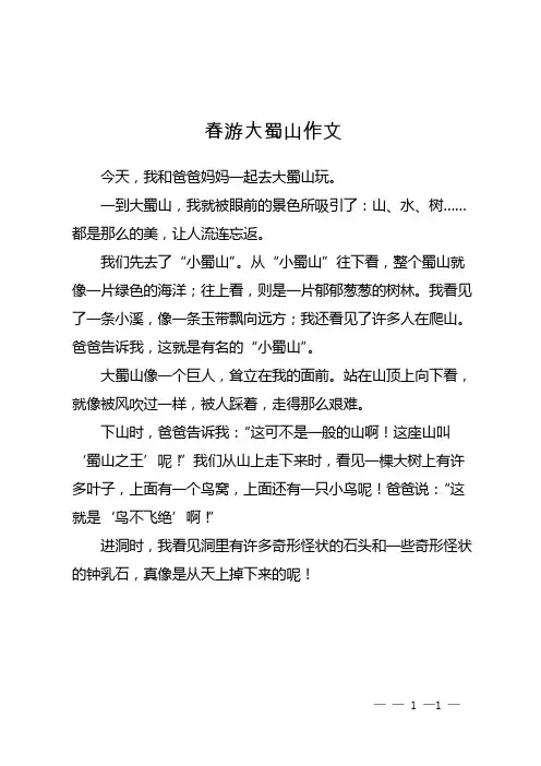 春游大蜀山作文