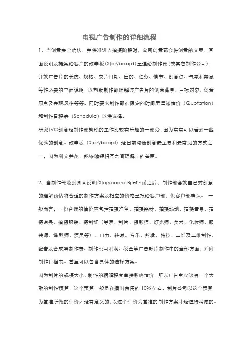 电视广告制作的详细流程