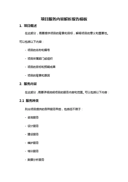 项目服务内容解析报告模板