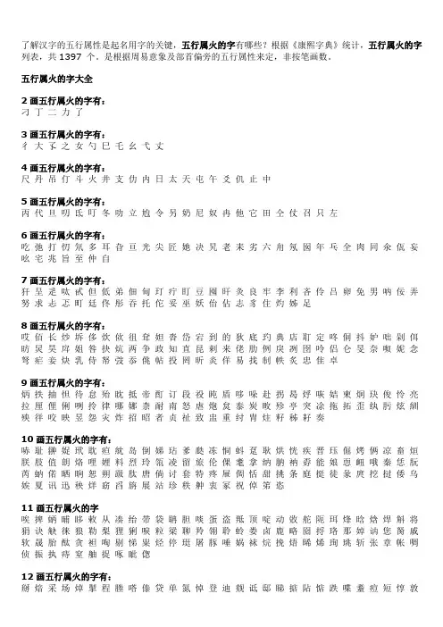 五行属火的字大全