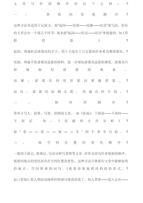 文章写作的顺序有以下五种