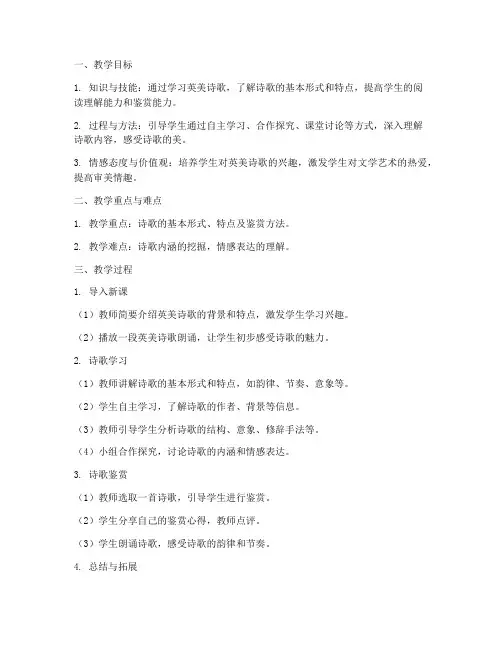 中学英美诗歌教案模板范文