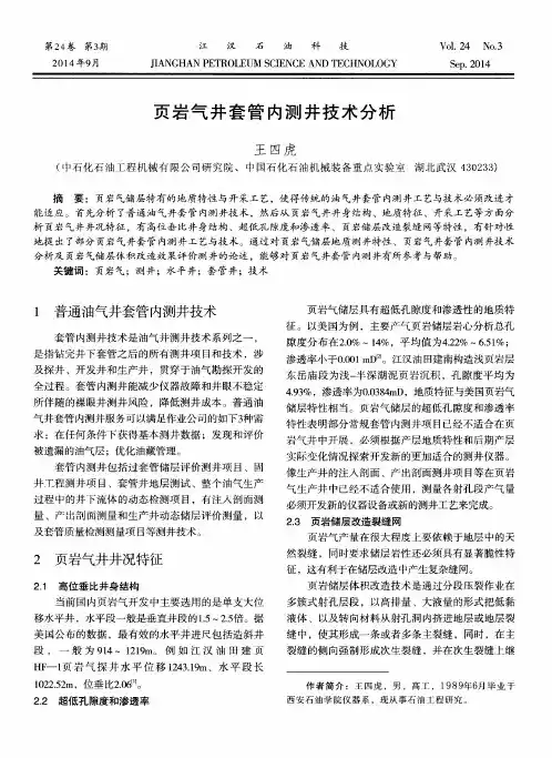 页岩气井套管内测井技术分析
