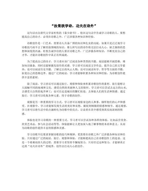 “汝果欲学诗,功夫在诗外”