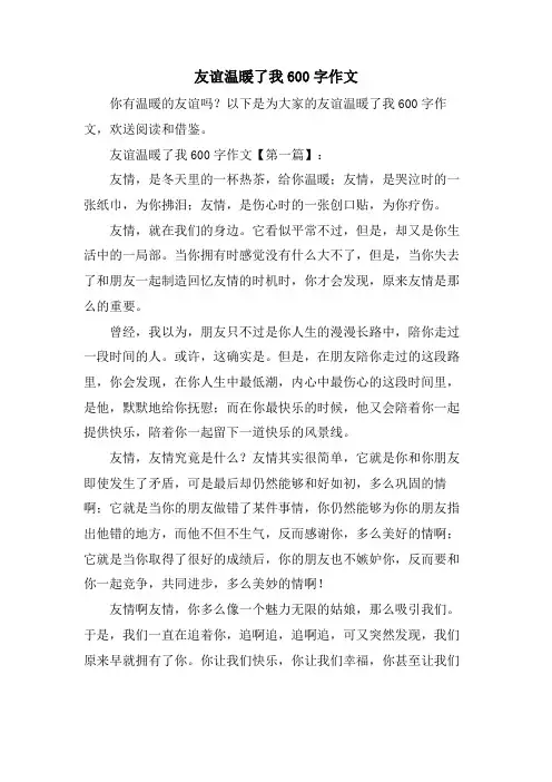 友谊温暖了我600字作文