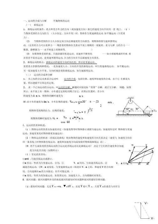 曲线运动知识点复习及练习