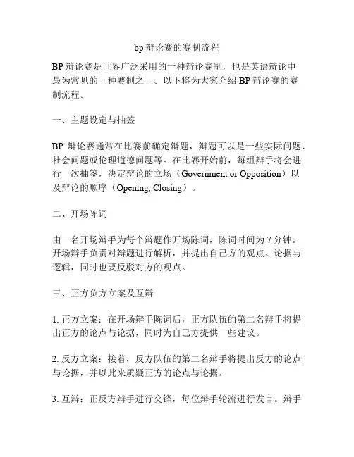 bp辩论赛的赛制流程