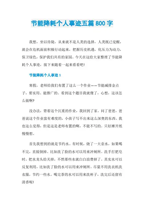 节能降耗个人事迹五篇800字