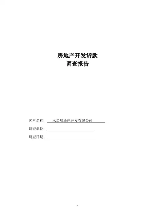 房地产开发贷款调查报告
