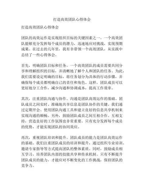 打造高效团队心得体会