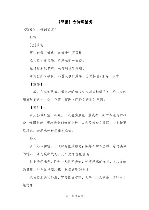《野望》古诗词鉴赏