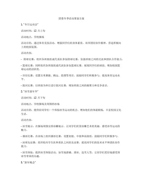 团委冬季活动策划方案