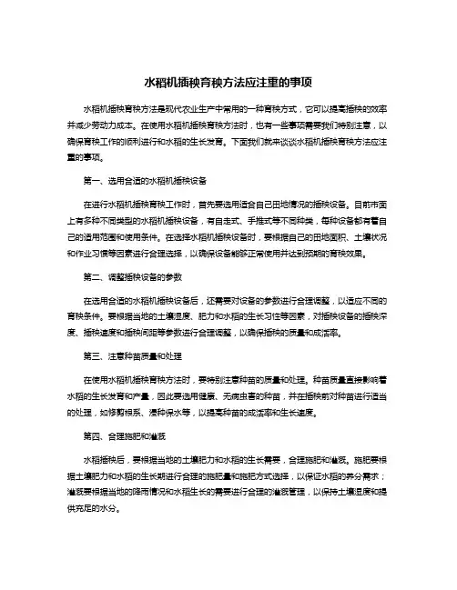 水稻机插秧育秧方法应注重的事项