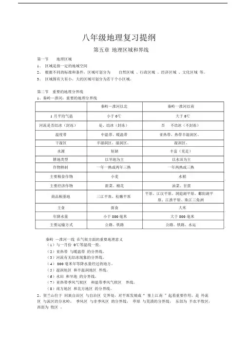 八年级地理(粤教版)复习提纲.docx