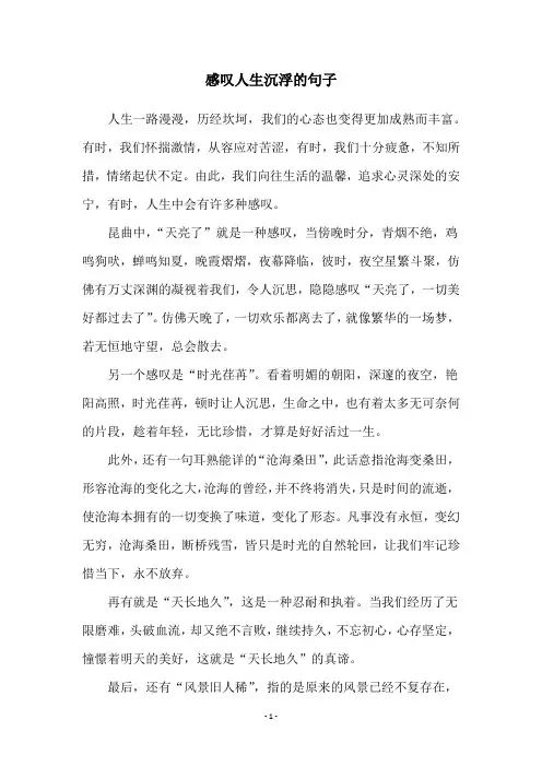 感叹人生沉浮的句子