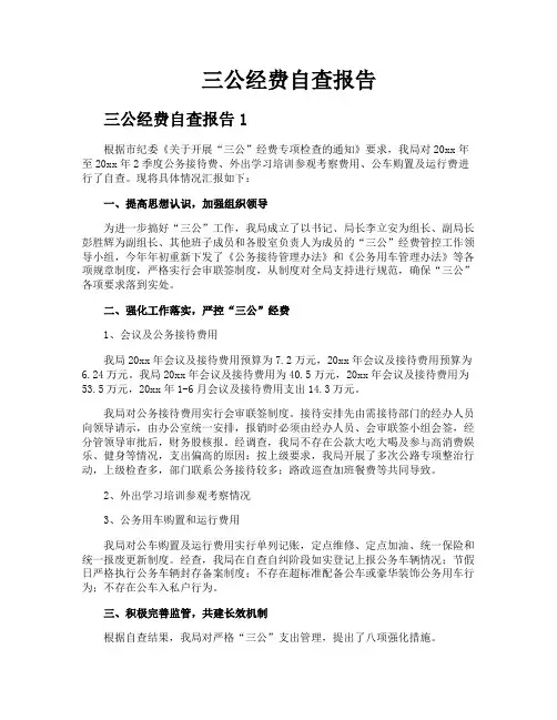 三公经费自查报告