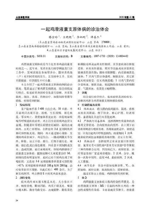 一起鸡滑液囊支原体病的诊治体会