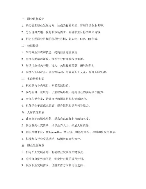 长期工作规划清单
