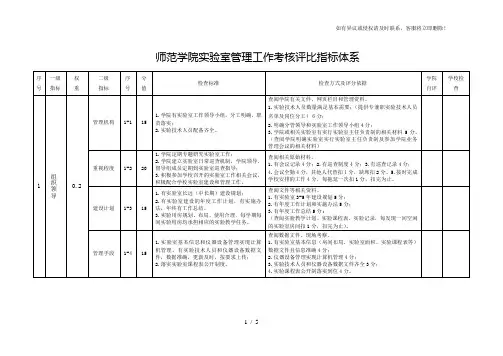实验室管理工作考核评比指标体系范本