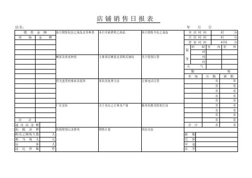 店铺销售日报表