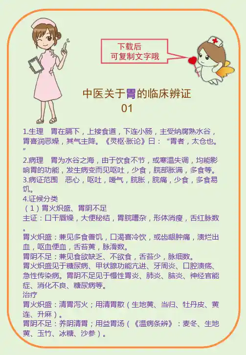 中医关于胃的临床辨证