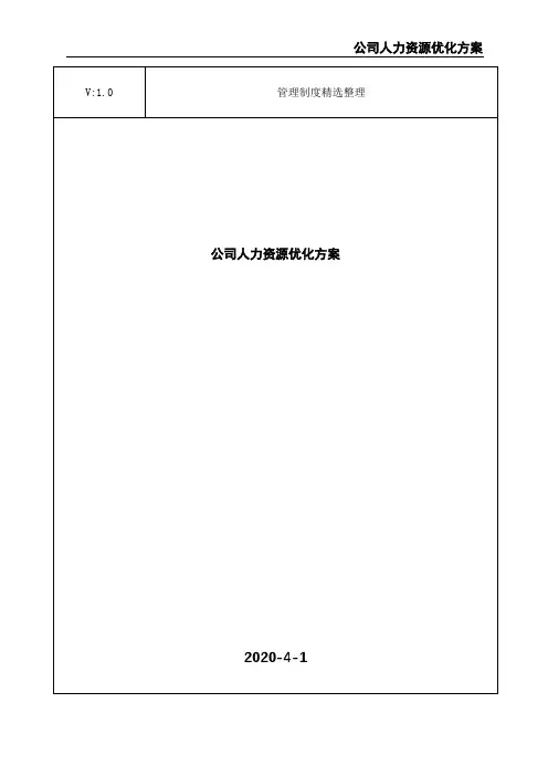 公司人力资源优化方案